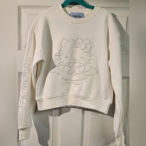 Hello Kitty Forever 21 Embroidered Crew Sweatshirt with Script Sleeve